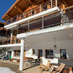 Chalet Fleuris ground floor with garden sauna terrace and Alps view